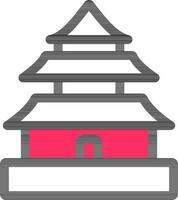 Vektor Illustration von Buddhist Tempel oder Pagode Symbol im Rosa und Weiß Farbe.