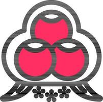 Vektor Illustration von Buddhist drei Juwelen Symbol im Weiß und Rosa Farbe.