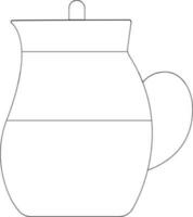 svart linje te vattenkokare eller kanna ikon. vektor