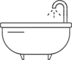 eben Stil Badewanne Symbol im schwarz Linie Kunst. vektor