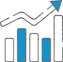 tillväxt bar Graf ikon i blå och vit Färg. vektor