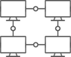 Computer Verbindungen Symbol im schwarz Linie Kunst. vektor