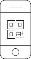 Linie Kunst Illustration von qr Code im Smartphone Bildschirm Symbol. vektor