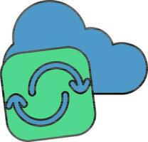 moln synkronisera ikon i blå och grön Färg. vektor