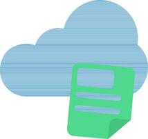 moln med papper ikon i blå och grön Färg. vektor