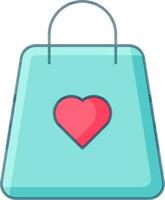 illustration av handla väska med hjärta ikon i blå och rosa Färg. vektor