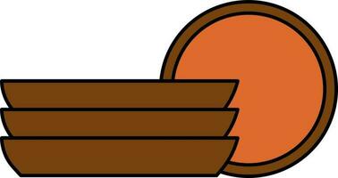 Stapel von Teller Symbol im braun und Orange Farbe. vektor