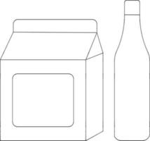 schwarz Linie Kunst Paket mit Trinken Flasche. vektor