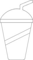 svart linje konst kaffe kopp med en sugrör. vektor