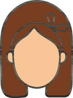 Karikatur Mädchen Gesicht tragen Stirnband Symbol im braun und Orange Farbe. vektor