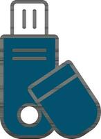 USB Blitz Fahrt Symbol im Blau Farbe. vektor