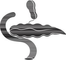 bukspottkörteln ikon av mänsklig organ i svart stil. vektor