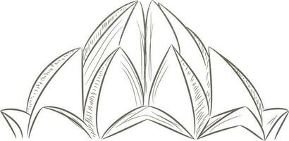 vektor skiss av indisk känd, lotus tempel.