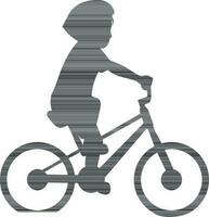 Silhouette von wenig Junge Reiten Fahrrad. vektor