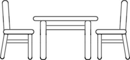 dining tabell ikon med stol i stroke stil. vektor