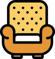Gelb und Licht braun Sofa Stuhl Symbol im eben Stil. vektor