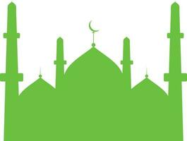 Grün Moschee mit Minarett auf Weiß Hintergrund. vektor