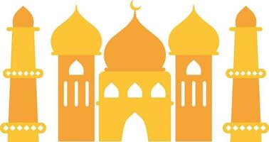 Gelb und Orange Moschee mit Minarett. vektor