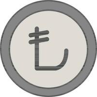 isolerat lire mynt ikon i grå Färg. vektor