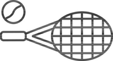 Tennis Schläger mit Ball Symbol im schwarz Umriss. vektor