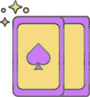 magi eller ess kort ikon i lila och gul Färg. vektor