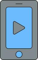 blå och grå Färg video spela i smartphone ikon. vektor