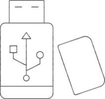 USB Blitz Fahrt Symbol im schwarz Umriss. vektor