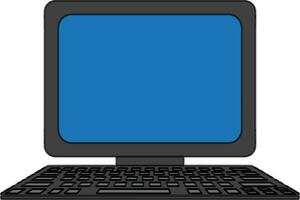 Färg med stroke av dator systemet ikon med övervaka och tangentbord. vektor
