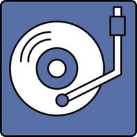 Drehscheibe oder Vinyl Recorder Symbol im Blau und Weiß Farbe. vektor