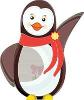 karaktär av pingvin bär scarf. vektor