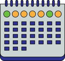 Färg med stroke stil av kalender ikon för datum begrepp. vektor