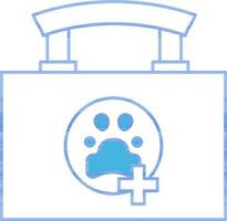 Veterinär zuerst Hilfe Box Symbol im Blau und Weiß Farbe. vektor