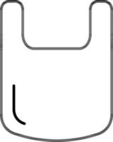 isolerat plast väska ikon i tunn linje konst. vektor