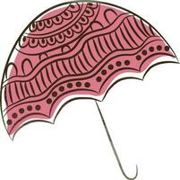 Gekritzel Stil Rosa Regenschirm Symbol. vektor