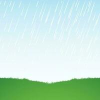 regn droppar faller på grön gräs. vektor