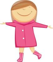 tecknad serie karaktär av en små flicka i rosa klänning. vektor