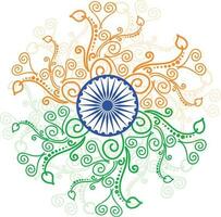indisch Flagge Farbe Blumen- Design mit Ashoka Rad. vektor