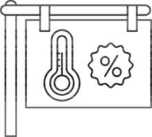 saisonal Rabatt Tafel hängen Symbol im schwarz Umriss. vektor