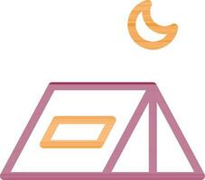 linje konst illustration av tält med halvmåne måne ikon. vektor
