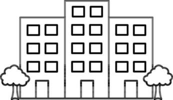 svart linje konst illustration av byggnader ikon i platt stil. vektor