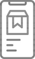 leverans låda i smartphone skärm för uppkopplad service linje konst ikon. vektor