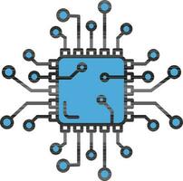 krets chip ikon eller symbol i blå Färg. vektor