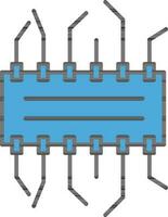 integriert Schaltkreis Chip Symbol im Blau Farbe. vektor