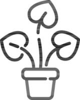 Araceae Pflanze Vase Symbol im dünn Linie Kunst. vektor