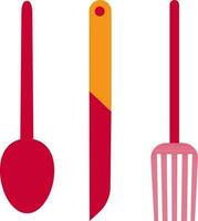 röd och orange kniv, gaffel och sked. vektor