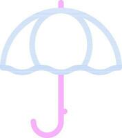 paraply ikon i blå och rosa tunn linje konst. vektor