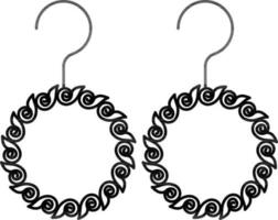 schwarz Linie Kunst runden gestalten fallen Ohrringe Symbol. vektor