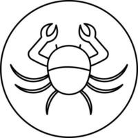 svart linje konst zodiaken krabba ikon på cirkulär form. vektor