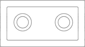 schwarz Linie Kunst Kassette im eben Stil. vektor