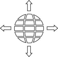 Globus mit Pfeile im schwarz Linie Kunst Illustration. vektor